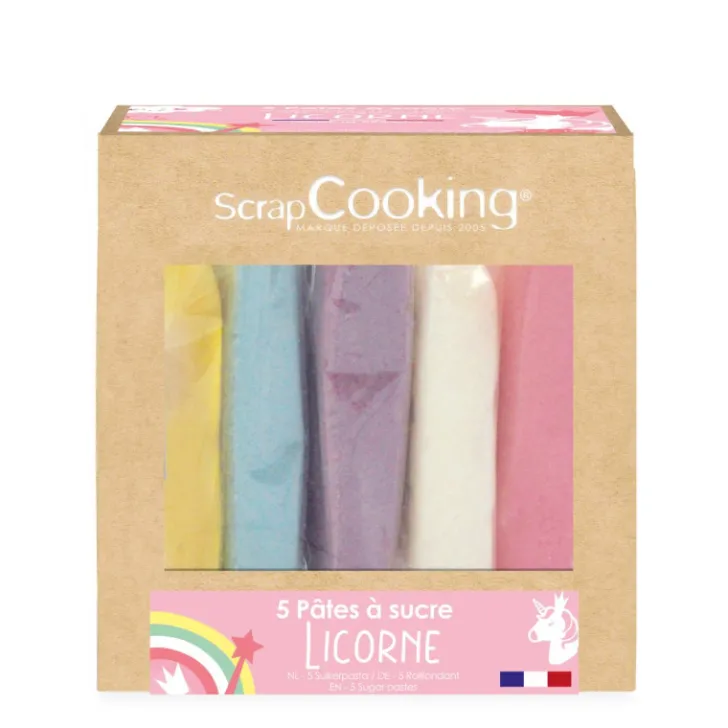 Boite 5 pâtes à sucre Licorne 5 x 80g