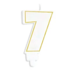 Bougie chiffre 7 blanche avec liseré doré