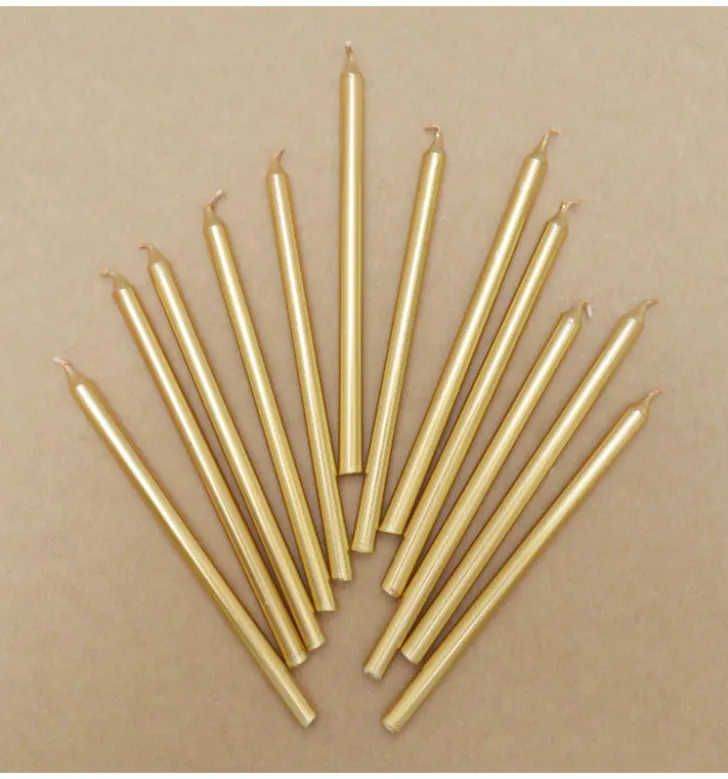12 bougies longues dorées