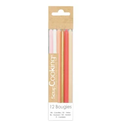 12 bougies longues rose et or