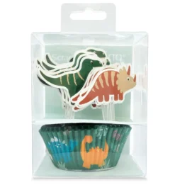 24 caissettes + 24 cake toppers Dino