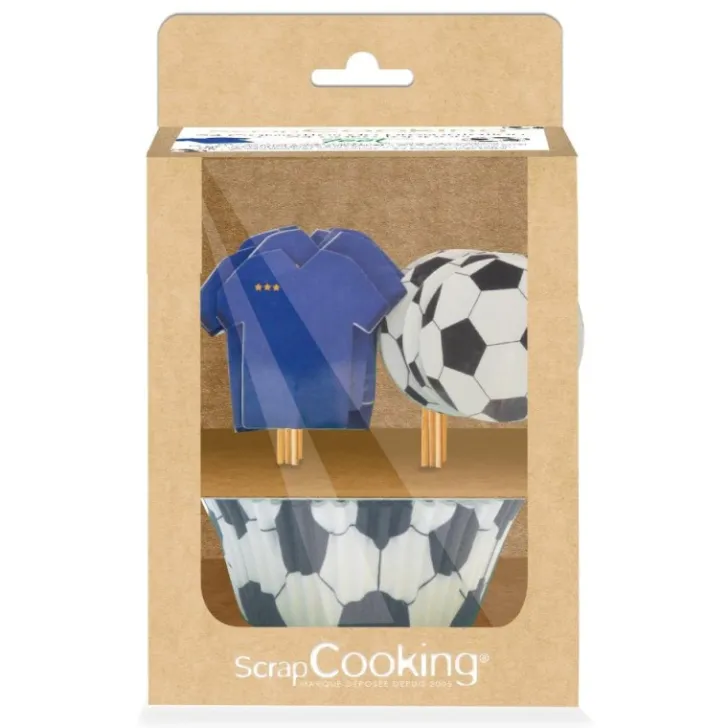 24 caissettes + 24 cake toppers Football