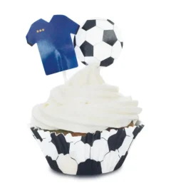 24 caissettes + 24 cake toppers Football