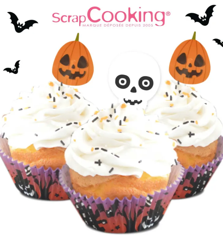 24 caissettes + 24 cake toppers Halloween