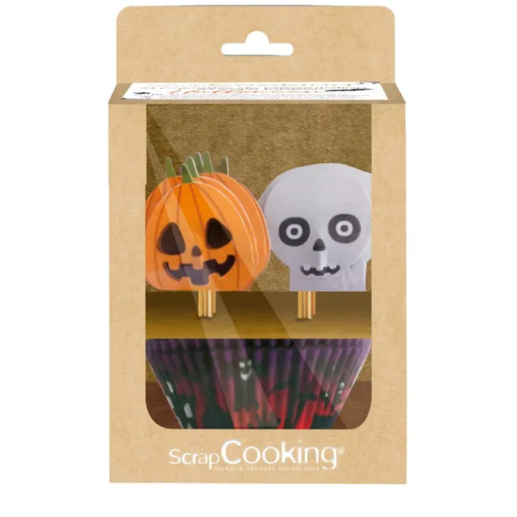 24 caissettes + 24 cake toppers Halloween