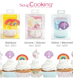 24 caissettes + 24 cake toppers sirène