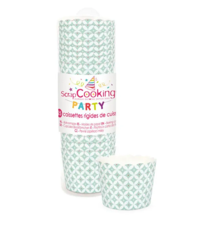 Caissettes de cuisson rosaces vert d'eau x 25