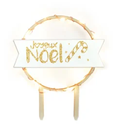 Cake topper led rond Joyeux Noël