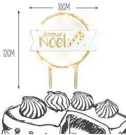 Cake topper led rond Joyeux Noël