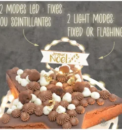 Cake topper led rond Joyeux Noël