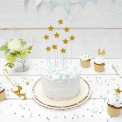 10 cake toppers étoiles dorées 20 cm