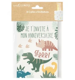 8 cartes d'invitation Dinosaure