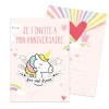 8 cartes d'invitation Licorne