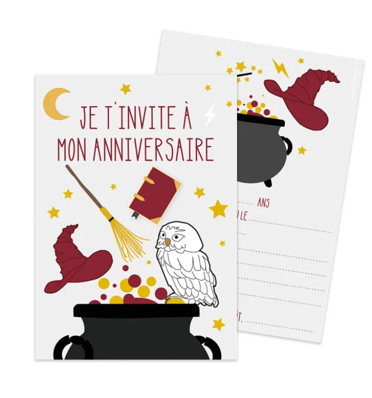 8 cartes d'invitation Sorcier