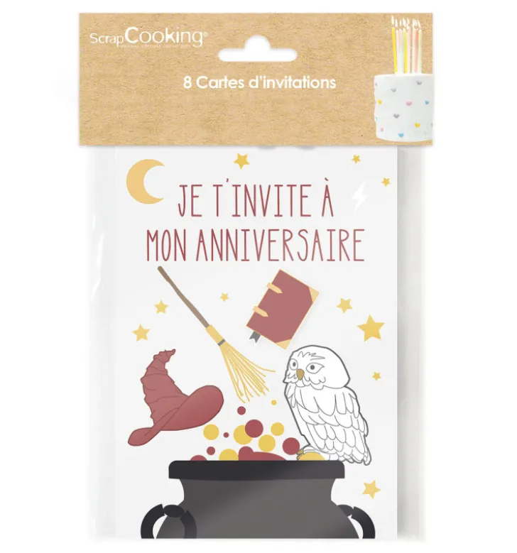8 cartes d'invitation Sorcier