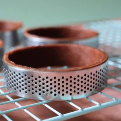 4 cercles à tartelettes perforés ronds 8 cm
