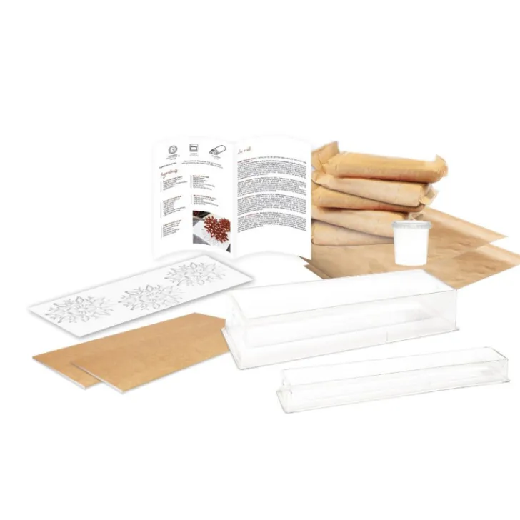Coffret bûche de Noël effet velours - Moules, accessoires & ingrédients