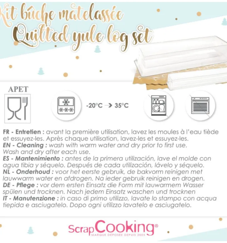 Coffret Bûche de Noël Matelassée - Moule, insert, tapis, support & recette