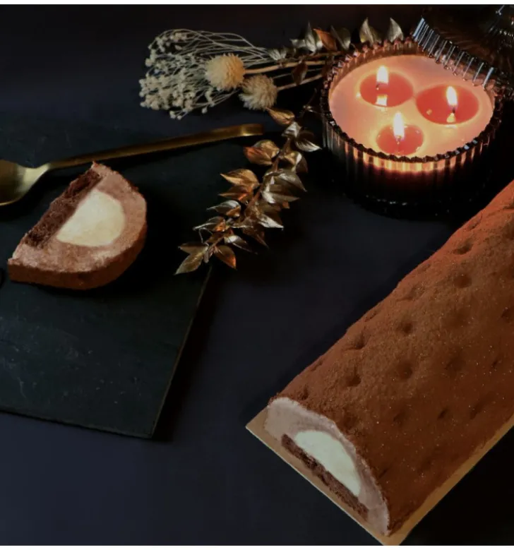 Coffret Bûche de Noël Matelassée - Moule, insert, tapis, support & recette