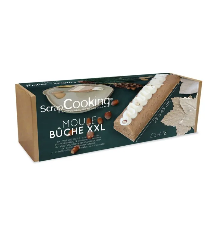 Coffret Bûche de Noël XXL - Moule Inox & feuilles rhodoïd