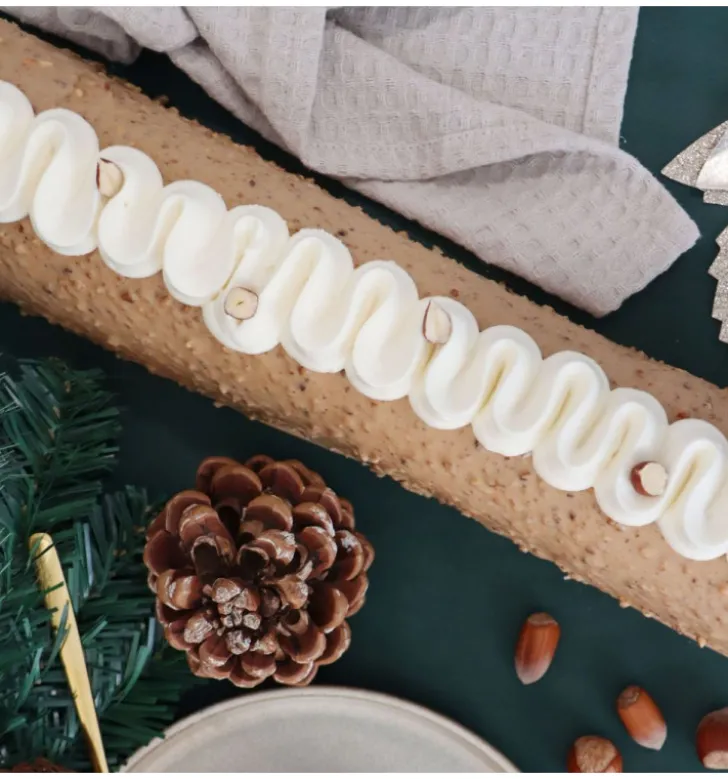 Coffret Bûche de Noël XXL - Moule Inox & feuilles rhodoïd