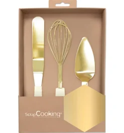 Coffret 3 ustensiles dorés