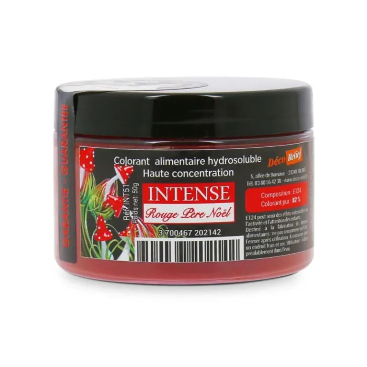 Colorant alimentaire hydrosoluble intense rouge Père Noël en poudre - 50 g