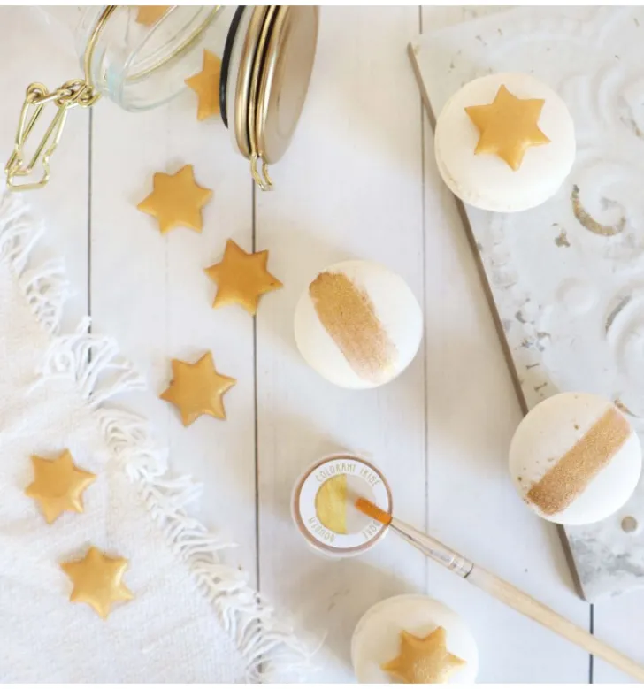 Déco Etoiles dorées pâte d'amande
