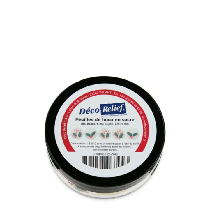 Décors en sucre Noël pastilles de houx x24 pièces
