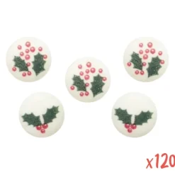 Décors en sucre Noël Pastilles feuille de houx x120 pièces