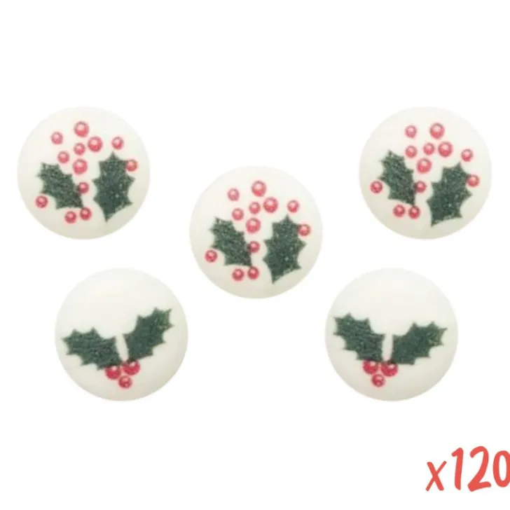 Décors en sucre Noël Pastilles feuille de houx x120 pièces