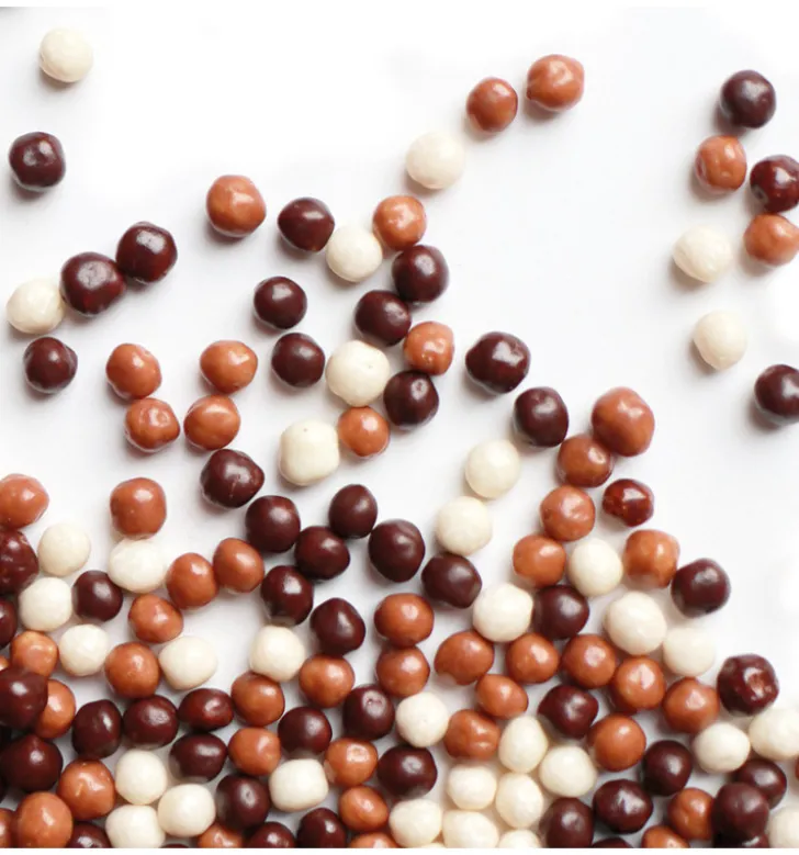 Décors mini perles chocolat noir, lait, blanc 50g