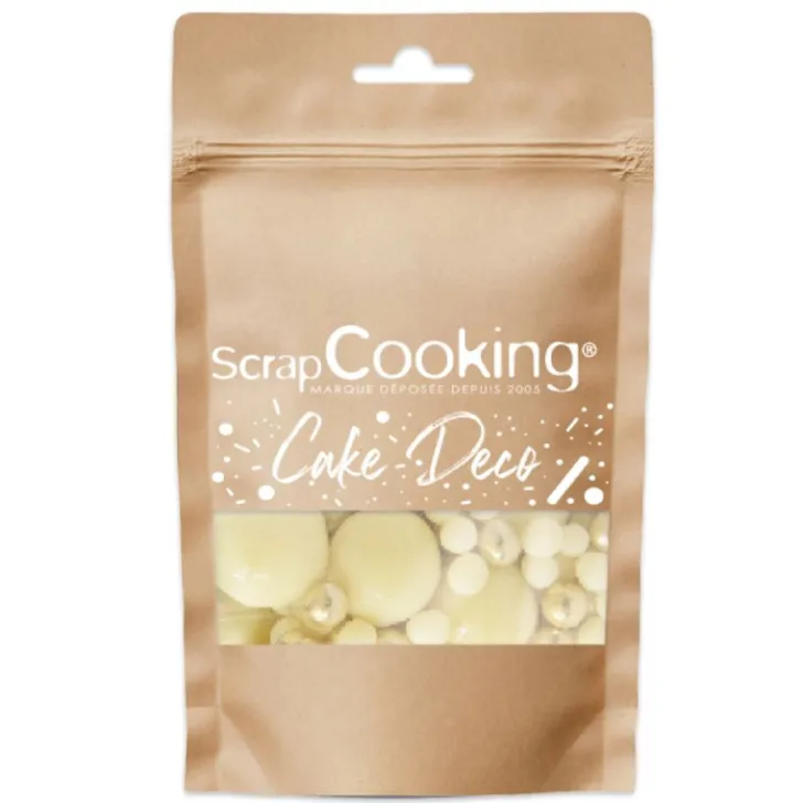 Décors perles chocolat blanc et doré