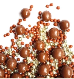 Décors perles chocolat lait et doré 50g