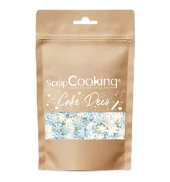 Décors sucrés flocons blanc/bleu 50g