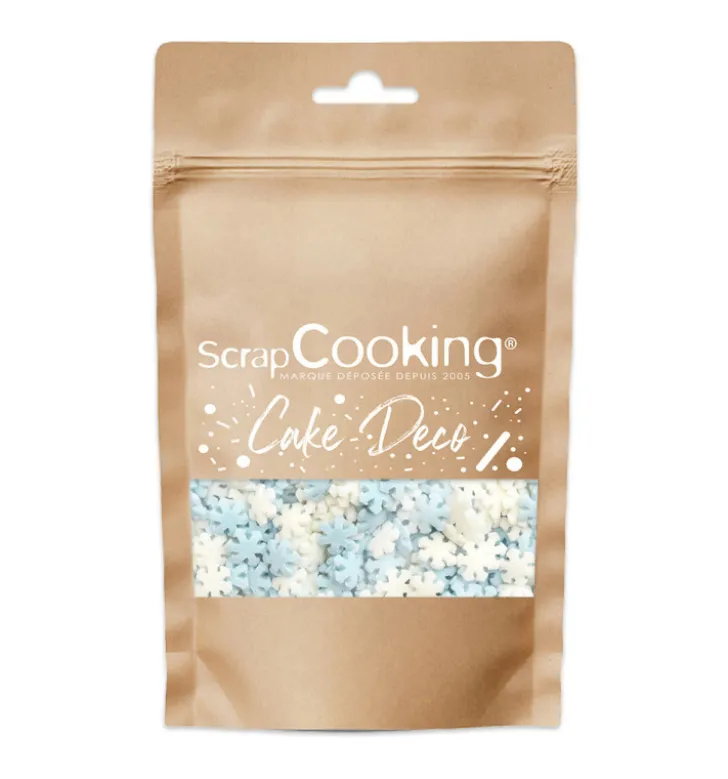 Décors sucrés flocons blanc/bleu 50g