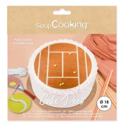 Disque pâte à sucre gâteau terrain de tennis 18 cm