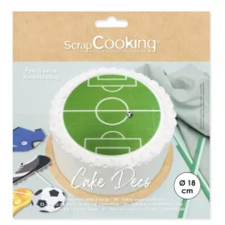 Disque pâte à sucre terrain de football 18 cm