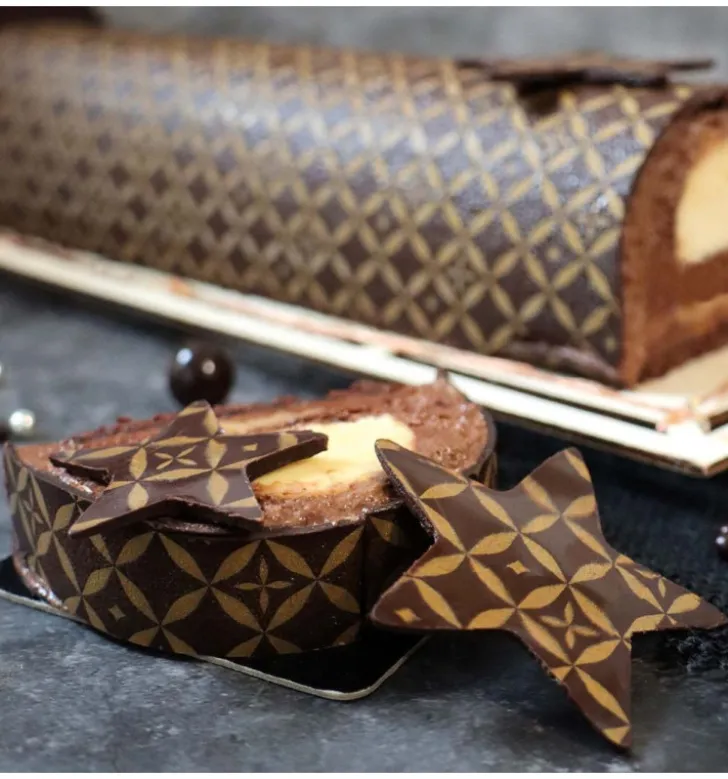 2 feuilles transfert pour bûche - Motif Couture