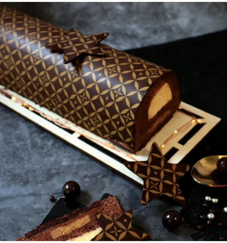 2 feuilles transfert pour bûche - Motif Couture