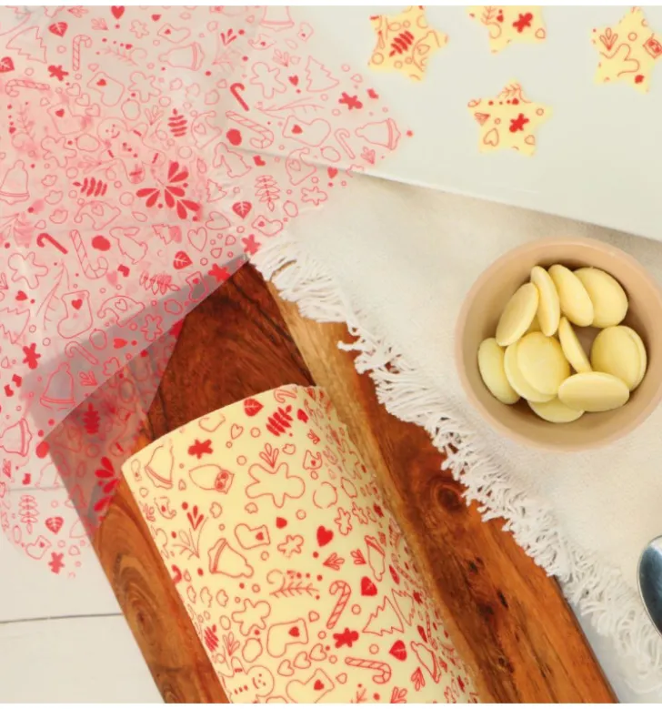 2 feuilles transfert pour bûche - Motif Noël