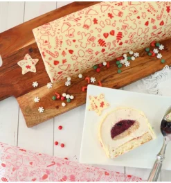 2 feuilles transfert pour bûche - Motif Noël