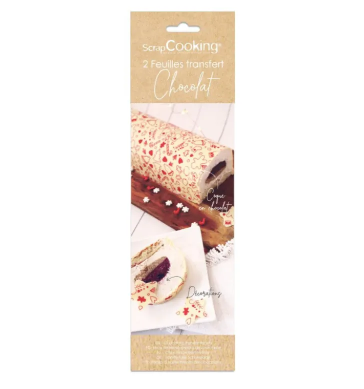 2 feuilles transfert pour bûche - Motif Noël