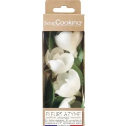 Fleurs azyme roses blanches x4 & feuilles vertes x6