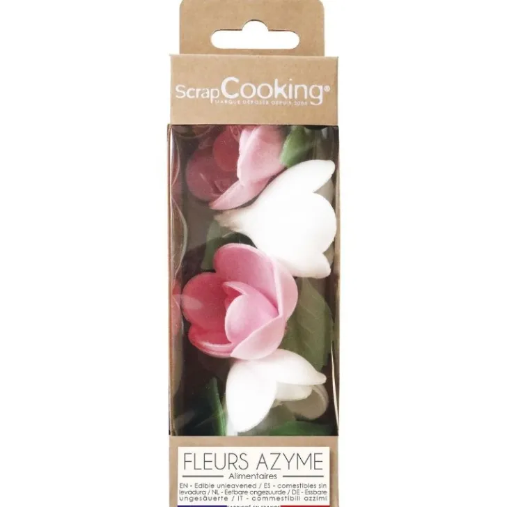 Fleurs azyme roses x4 & feuilles vertes x6