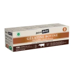 Gélatine bovine en feuille Bronze - 100 Feuilles