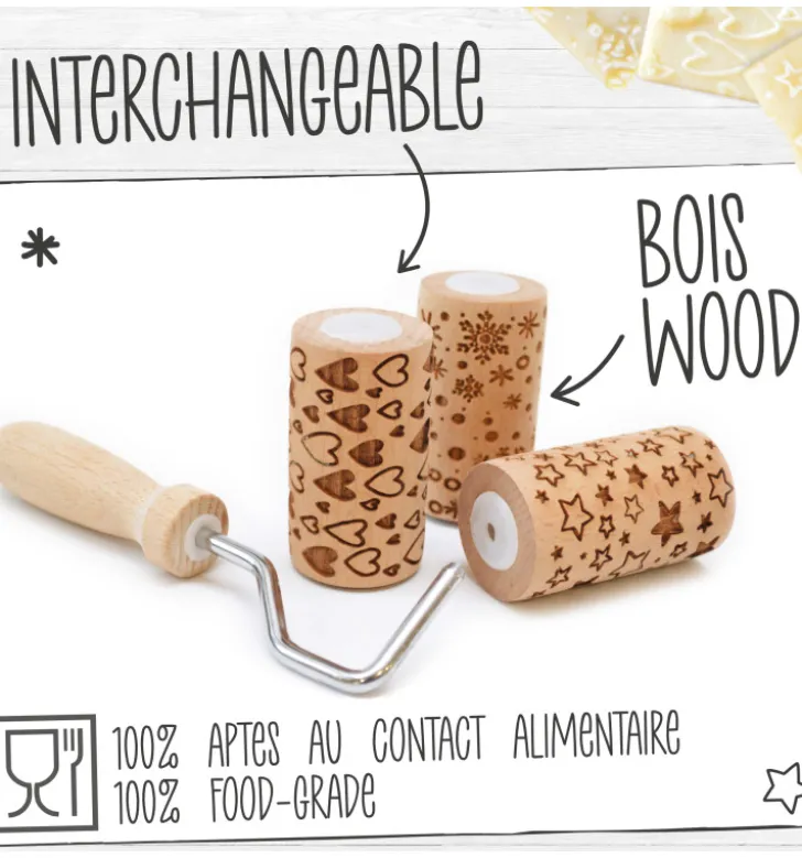 Manche en bois pour mini rouleau pâtissier