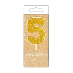 Mini bougie dorée chiffre 5