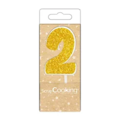 Mini bougie dorée chiffre 2