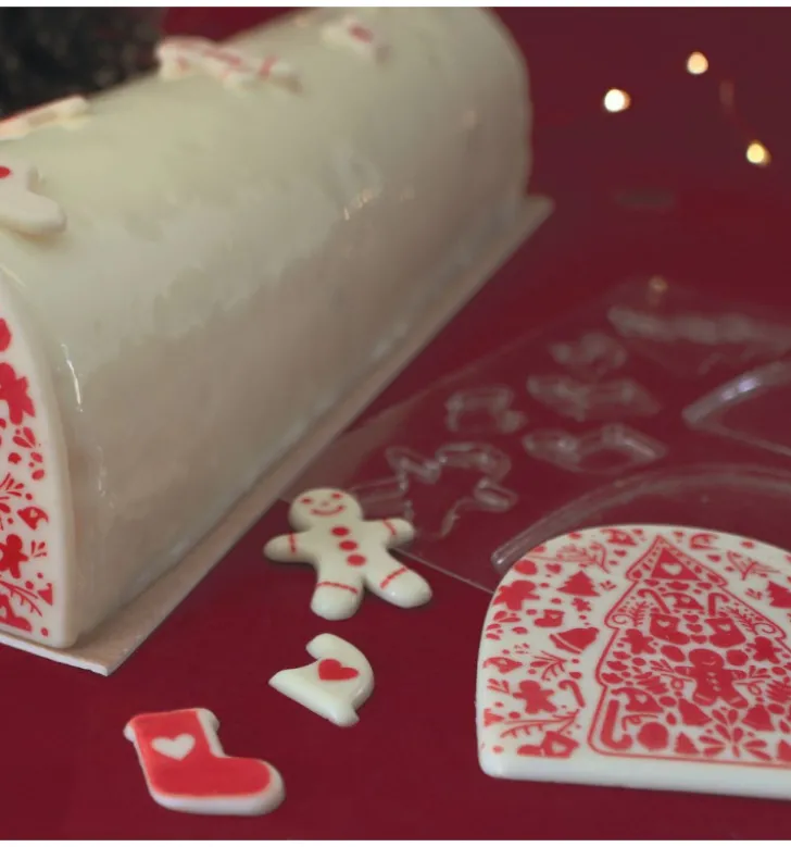 Moule embout de bûche motif Noël